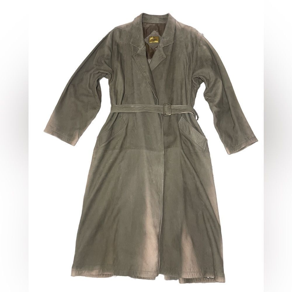 Vintage Fendi Men’s Olive Green Belted Trench Coat w/Silky Lining (Size: 54)
